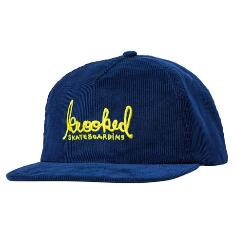 KROOKED SKRIPT CORDUROY SNAPBACK HAT BLUE/YELLOW