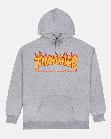 Thrasher Flame Hoodie - Grey
