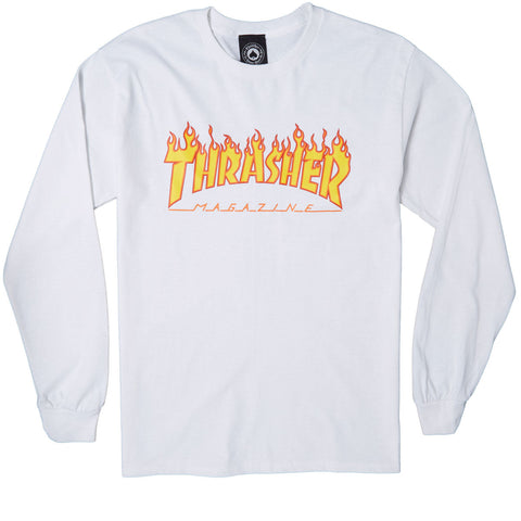 Thrasher Flames L/S - WHITE