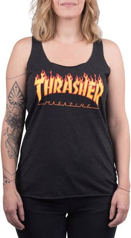 Thrasher Flame Racerback Tank Top Womens Black