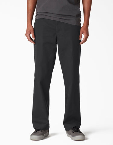 DICKIES LOOSE FIT STRAIGHT LEG TWILL PANTS - BLACK